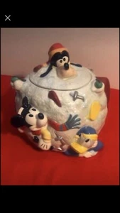 DISNEY Fab 5 Snow Ball Cookie Jar, Mickey, Donald, Goofy, visible skiing crash - Picture 1 of 7