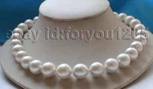 Genuine Natural 13-15mm White Round Edison Reborn Keshi Pearl Necklace 9k #f3034 - Picture 1 of 12