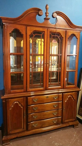 Beautiful High-End Lexington Series #490 Solid Cherry China Cabinet - 2 pieces Cover