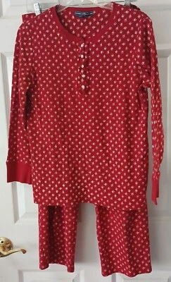 Conjunto de pijama American Living para mujer grande rojo estampado térmico manga larga pantalones I-8 Foto 1 de 4