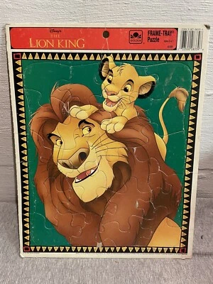 Disney Lion King Mufasa & Simba Vintage Golden Frame Tray Puzzle 20 pcs #8339 - Image 1 of 4