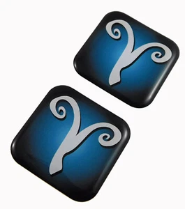 Aries Zodiac, Square Domed Decal Emblem car biker gel stickers 1.5" 2pc. - Bild 1 von 2