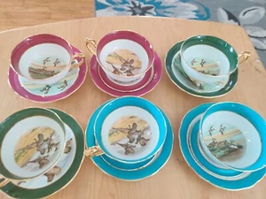 Lot Of 6 Birds Tea Cups With Saucers Clarence Tea Cups - Picture 1 of 20