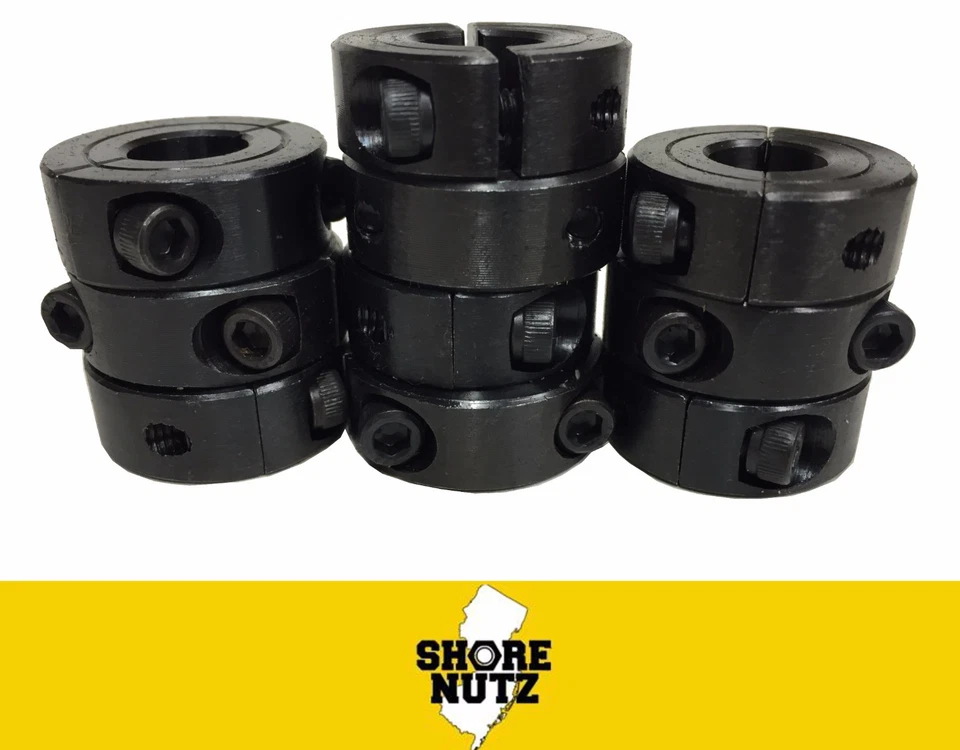 SHORENUTZ (10) 1-1/4" DOUBLE SPLIT STEEL NEW CLAMPING SHAFT COLLAR BLACK OXIDE SC125D