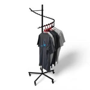 Black Spiral Clothing Rack–29 Hanger Slots & Compact Design With Castors - Picture 1 of 20