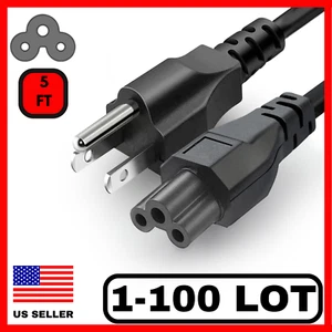 Lot of 1-100 AC Laptop Power Cord Cable 3 Prong Mickey Mouse 5FT Laptop Printer - Picture 1 of 12