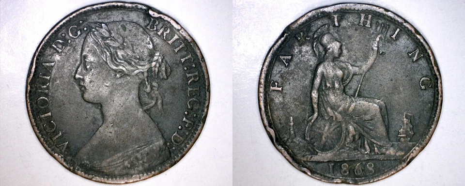 1868 Great Britain 1 Farthing World Coin - UK - England - Image 1 of 1