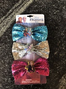 F2L- Card Of 3 Disney Frozen 2 Hair Bows - Picture 1 of 5