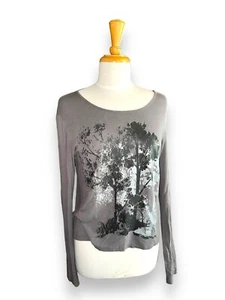 KRIZIA Poi Treeline Graphic Tee T-shirt Gray EU 46 US 10 - Picture 1 of 8