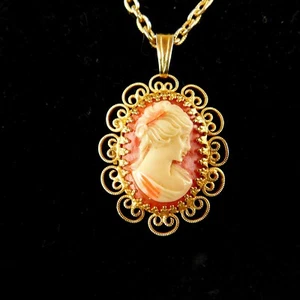 Vtg Pendant Cameo Watch North Star 17 Jewel Reversable w/16" Chain Works - Picture 1 of 12