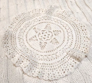 Vintage Cottagecore weiß Kreis Baumwolle 8" Deckchen Stern - Bild 1 von 3