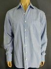 Men's Dress Shirt PETER MILLAR L Light Blue Striped LS 16.5 Crown Finish Cotton