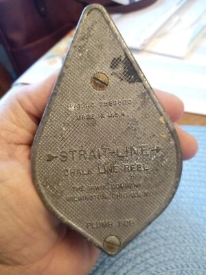 Vintage Irwin Straight-Line Chalk Line Reel Plumb Bob Metal Tool Made In USA  - Image 1 of 4