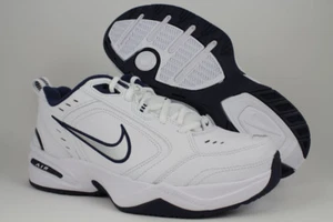 NIKE AIR MONARCH IV 4 EXTRA WIDE 4E EEEE WHITE/SILVER/NAVY BLUE TRAINER MEN SIZE - Picture 1 of 9