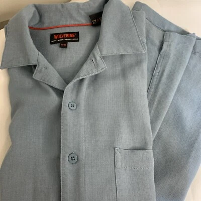 Wolverine SS Button Down Pocket Steel Blue Classic Sporty Shirt Men’s M - Image 1 of 4