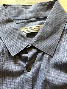 LANVIN x H&M lightweight tuxedo bib shirt in blue mini check size: 16.5 (Large) - Picture 1 of 2