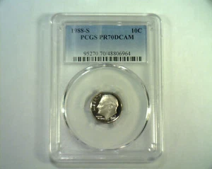 Moneda de diez centavos Roosevelt 1988-S graduación profesional pr 70 dcam camafeo profundo bonita top pop mejor conocida - Imagen 1 de 2
