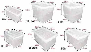 Strong Plastic Stackable Storage Box Boxes With Lid Clear Containers Home Office - Picture 1 of 18