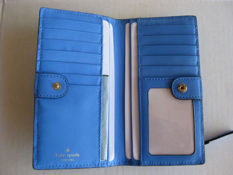 Online Discount NWT Kate Spade Stacy Bay Street Bifold Leather Wallet color Alice blue 