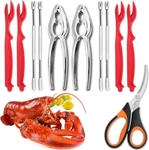 4-Person Seafood Tools Set Includes 2 Crab Crackers, 4 Lobster Shellers, 4 Crab - Picture 1 of 12