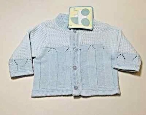 premature baby boy knitted cardigan blue 3 - 5 lbs - Picture 1 of 4