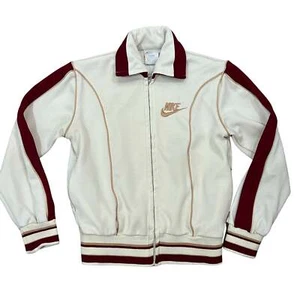 Chaqueta de calentamiento vintage Nike ropa deportiva blanca naranja etiqueta cremallera chaqueta años 70 80 - Imagen 1 de 6