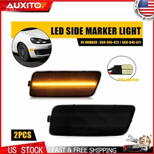 For 2010-14 VW MK6 Golf GTI Front Amber LED Side Marker Light Lamp Smoked Pair D - Picture 1 of 14