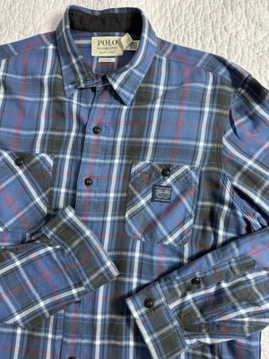 Polo Ralph Lauren Para Hombres XL Denim & Supply Calce Clásico Franela a Cuadros Abotonada Foto 1 de 4