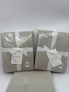 Pottery Barn FLAX European Lino Cotone Waffle Weave Set di 2 King Shams NUOVO - Foto 1 di 6