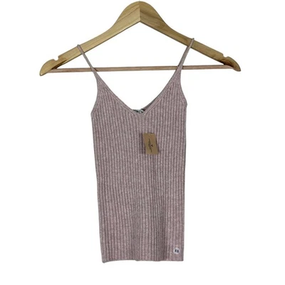 NUEVO CON ETIQUETAS American Eagle Acogedora Camiseta sin Mangas Para Mujer XS Rosa Algodón Acanalado Minimalista Neutro Foto 1 de 4