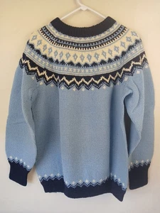 Vintage Norse Knit Herren Handstrick Pullover Lite Blau Kreis Strick Norweger Wolle Norwegen - Bild 1 von 8