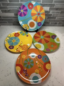 Crate & Barrel 100% Melamine 11” Dinner Plates~4 Colors & Designs-Set of 4~NUC! - Picture 1 of 8