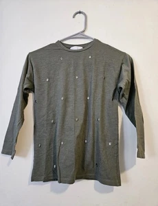 ZARA Camicia Teschio Manica Lunga Ragazzo Taglia M-(8-10) (128cm) Grigio - Foto 1 di 4