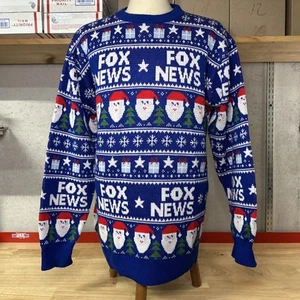 Fox News Ugly Christmas Sweater Herren XL Blau Trump MAGA Made In USA Neuheit - Bild 1 von 4