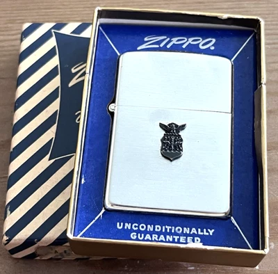 Vintage 1956 Zippo US Air Force Crest Emblem Military Lighter w/ Original Box - Image 1 of 4