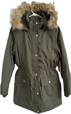C&C California Woman’s Army Green Faux Fur Lined Coat Sz M - Image 1 of 4