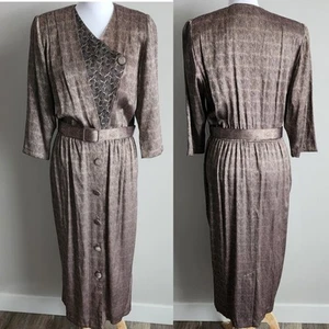 Vintage Joseph Ribkoff Dress Womens Small Gold Elegant Party Belted Union Made - Picture 1 of 22