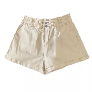Miss Shop Womens Shorts Denim Light Cream Size 16 Elastic Waist Casual Wear - Picture 1 of 8