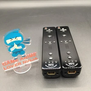 Nintendo Wii Remote Controller Motion Plus Inside Black Lot of 2 OEM Tested F2 - Picture 1 of 11