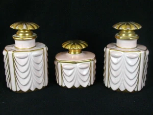 Vintage Art Deco Carlin Comforts French Porcelain Vanity Dresser Set 3 Bottles - Picture 1 of 10