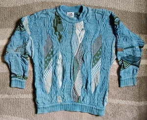 COOGI CUGGI Pullover Small Blau 3D Strick Abstrakt Vintage - Bild 1 von 8