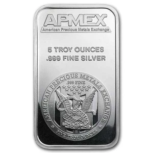 5 oz Silver Bar - APMEX - Afbeelding 1 van 3