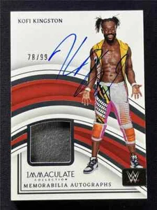 2023 Panini Immaculate Collection WWE Kofi Kingston Memorabilia Auto Patch 78/99 - Picture 1 of 2