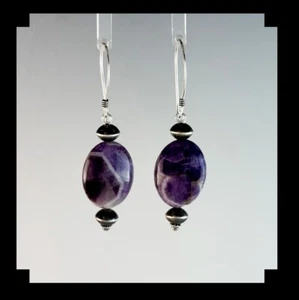 Handcrafted Sterling and Chevron Amethyst Earrings - Picture 1 of 5