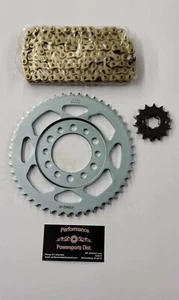 1995-2025 YAMAHA TW200 NEW JT SPROCKET 14/47 SET & GOLD CHAIN KIT - Picture 1 of 3