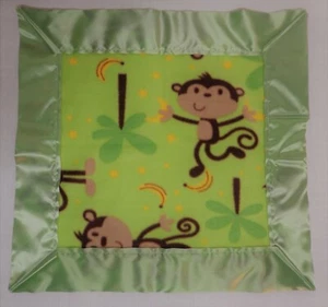 Handmade Baby / Pet /Doll Fleece Security Blanket - Monkey/ Satin Edge 19 X 20 - Picture 1 of 1