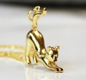 Kette Katze SterlingSilber Kette vergoldet verspielt Geschenk Frauen Schwester - Bild 1 von 8