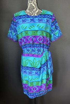 Vestido para mujer Sag Harbor talla 12 envolvente sintético funda tropical geométrica vintage Foto 1 de 4