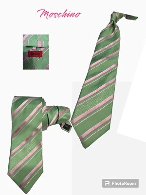 MOSCHINO IMPRESIONANTE CORBATA ITALIANA SEDA/ALGODÓN TEJIDA A MANO $139, NUEVA SIN ETIQUETAS Foto 1 de 4