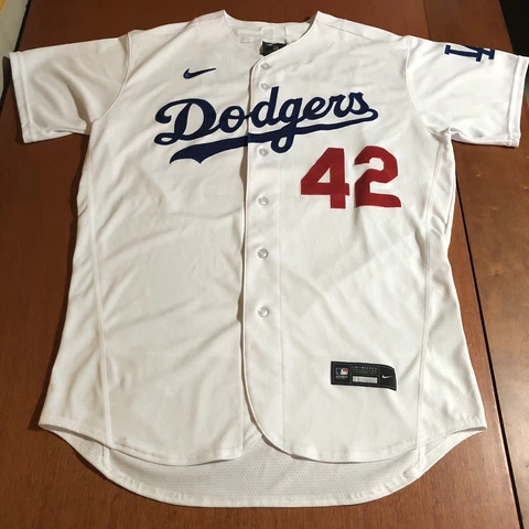 Nike Authentic Jackie Robinson Brooklyn Dodgers MLB Jersey White Los Angeles 48 Cover